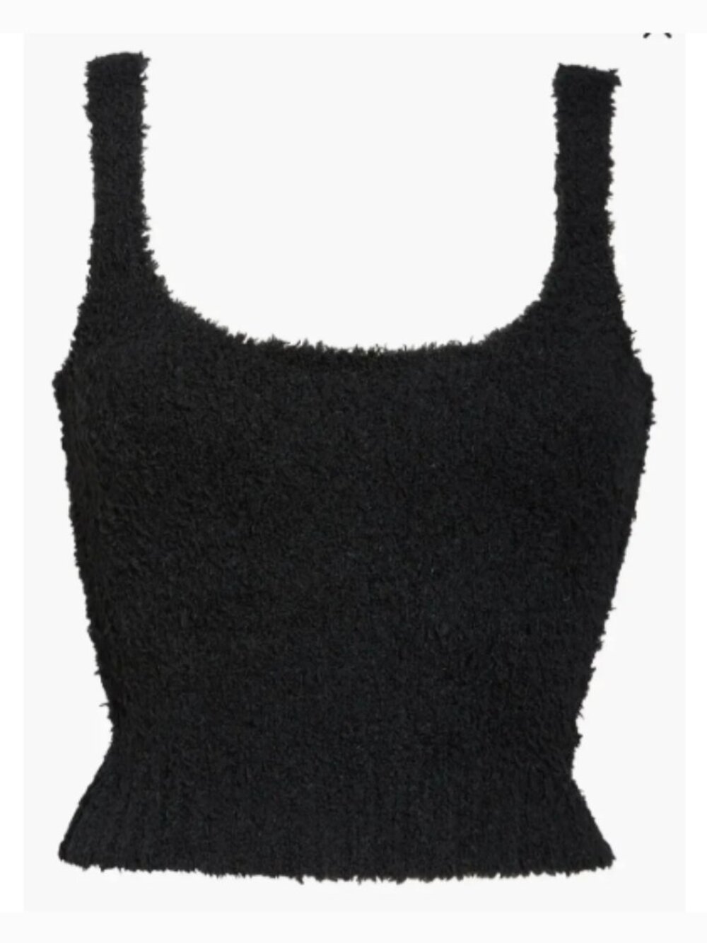 Skims Cozy Knit Fuzzy Teddy Sherpa Tank Top Black Onyx Stretch Size XS Women's